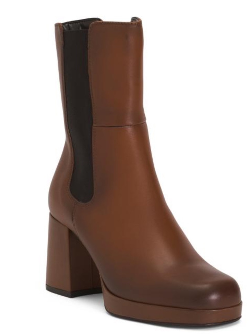 Clarks Brown Leather Platform Block-Heel Ankle Boots